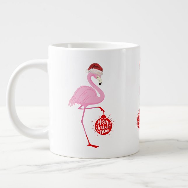 Niedlicher Weihnachtsflamingo Jumbo-Tasse (Links)