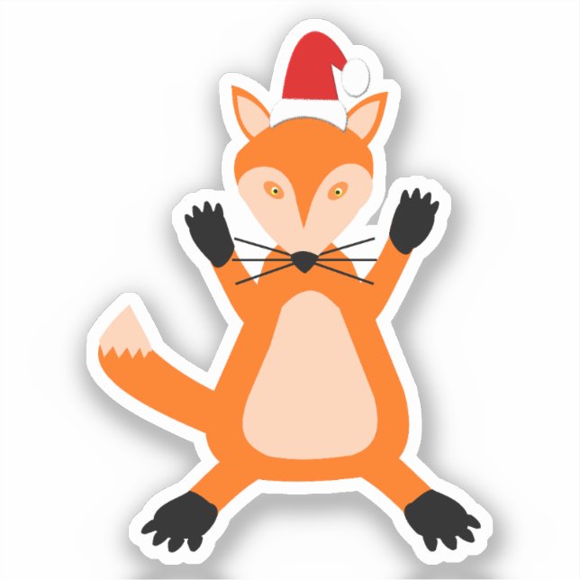 Niedlicher Weihnachtsfox Aufkleber (Vorderseite)