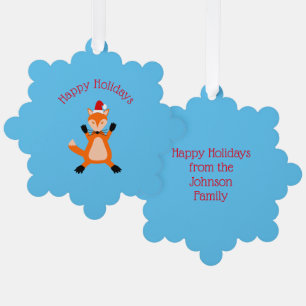 Niedlicher Weihnachtsfox Custom Ornament Karte