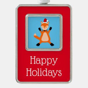 Niedlicher Weihnachtsfox Custom Rahmen-Ornament Silber