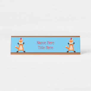 Niedlicher Weihnachtsfox Custom Schreibtischnamensplakette