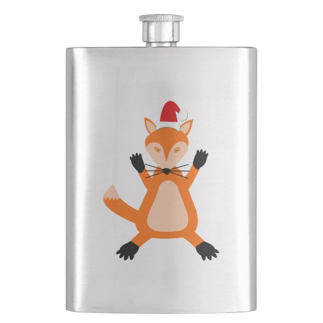 Niedlicher Weihnachtsfox Flachmann (Vorderseite)