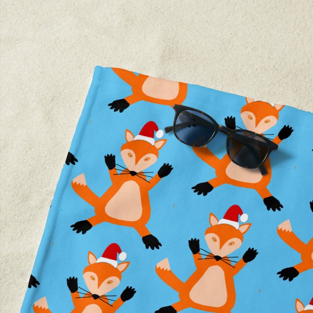 Niedlicher Weihnachtsfox Gemustert Strandtuch (Beispiel)
