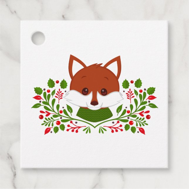 Niedlicher Weihnachtsfox Geschenkanhänger (Vorderseite)
