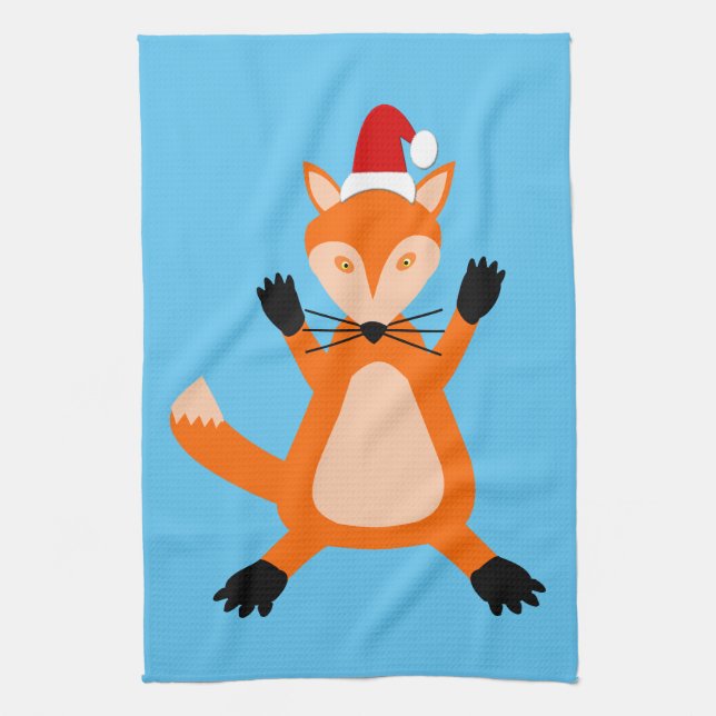 Niedlicher Weihnachtsfox Geschirrtuch (Vertikal)