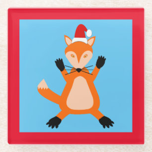 Niedlicher Weihnachtsfox Glasuntersetzer