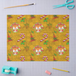 Niedlicher Weihnachtsfox im Kraut Seidenpapier