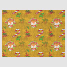 Niedlicher Weihnachtsfox im Kraut Seidenpapier