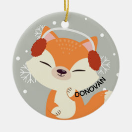 Niedlicher Weihnachtsfox Keramik Ornament