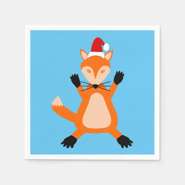 Niedlicher Weihnachtsfox Serviette (Vorderseite)
