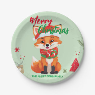Niedlicher Weihnachtsfox Weihnachten Weihnachtsfei Pappteller