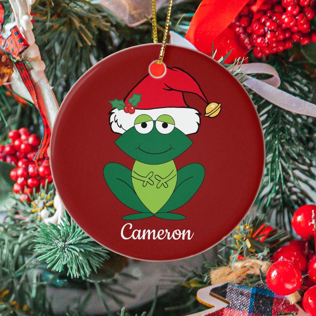 Niedlicher Weihnachtsfrosch Santa Keramik Ornament (Von Creator hochgeladen)