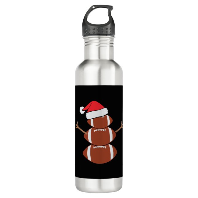 Niedlicher Weihnachtsfußball Snowman Weihnachtsman Edelstahlflasche (Vorderseite)
