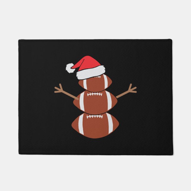 Niedlicher Weihnachtsfußball Snowman Weihnachtsman Fußmatte (Vorderseite)