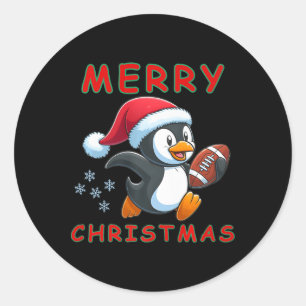 Niedlicher Weihnachtsfußballpinguin Runder Aufkleber
