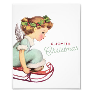 Niedlicher Weihnachtsgel an der Wand Fotodruck