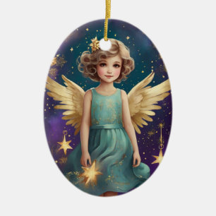 Niedlicher Weihnachtsgel Keramik Ornament