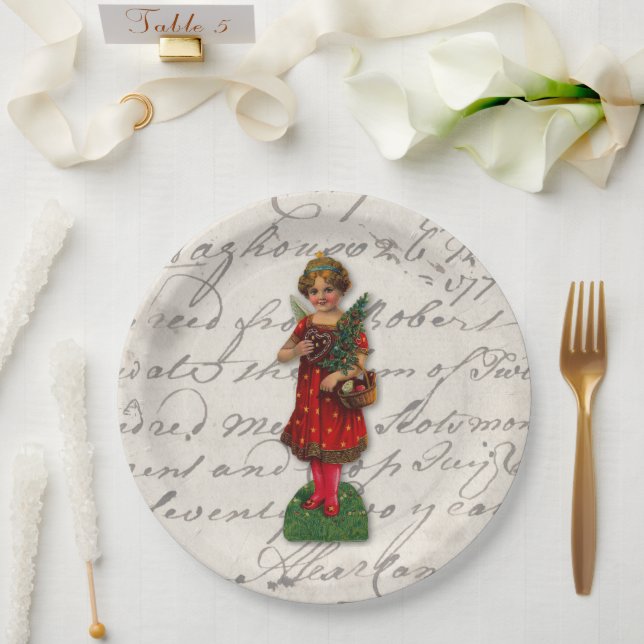 Niedlicher Weihnachtsgel Viktorianisch Religiös Pappteller (Hochzeit)