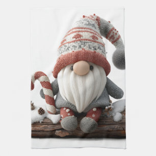 Niedlicher Weihnachtsgenom mit einer Candy Cane au Geschirrtuch