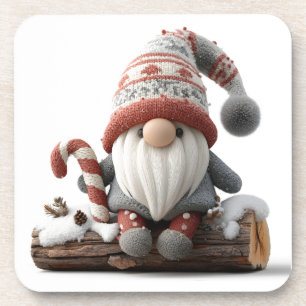 Niedlicher Weihnachtsgenom mit einer Candy Cane au Getränkeuntersetzer