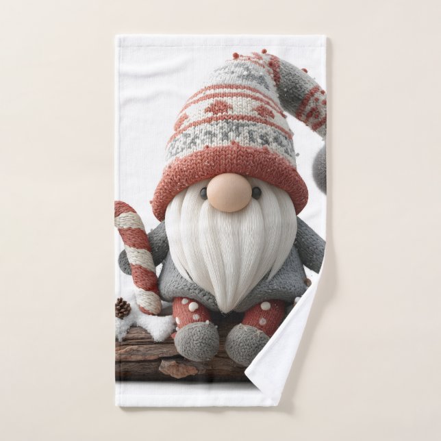 Niedlicher Weihnachtsgenom mit einer Candy Cane au Handtuch (Handtuch)