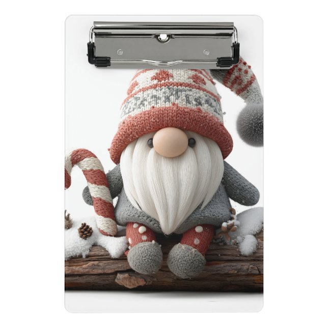 Niedlicher Weihnachtsgenom mit einer Candy Cane au Mini Klemmbrett (Vorderseite)