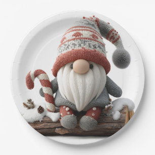 Niedlicher Weihnachtsgenom mit einer Candy Cane au Pappteller