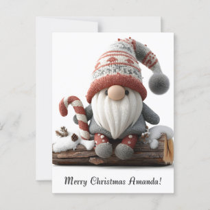 Niedlicher Weihnachtsgenom mit einer Candy Cane au Postkarte