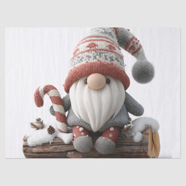 Niedlicher Weihnachtsgenom mit einer Candy Cane au Seidenpapier (Vorderseite)