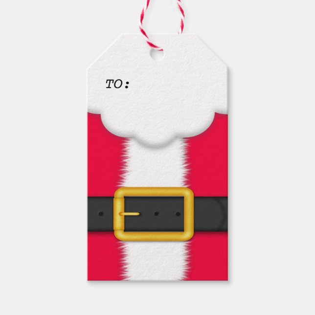 Niedlicher Weihnachtsgeschenktag mit dem Anzug des Geschenkanhänger (Vorderseite)
