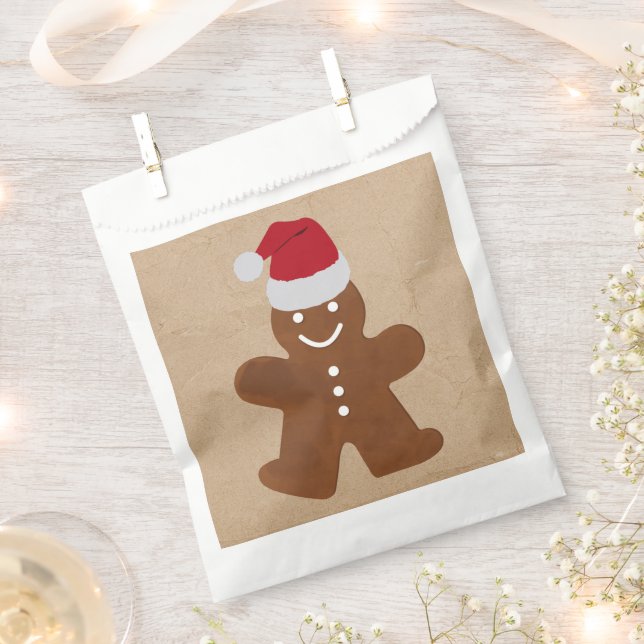 Niedlicher Weihnachtsgingerbrot Mann Cookies Kraft Geschenktütchen (Ausgeschnitten)