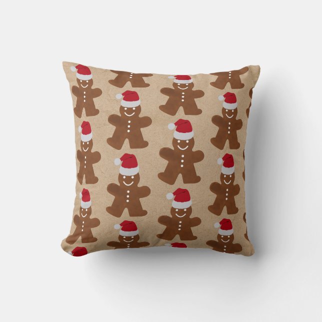 Niedlicher Weihnachtsgingerbrot Mann Cookies Kraft Kissen (Vorderseite)