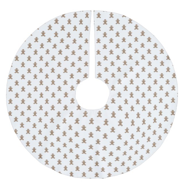 Niedlicher Weihnachtsgingerbrot-Mann-Kekse Polyester Weihnachtsbaumdecke (Vorderseite)