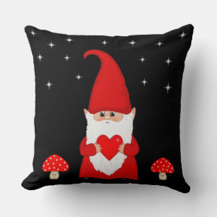 Niedlicher Weihnachtsgnome auf Black Kissen