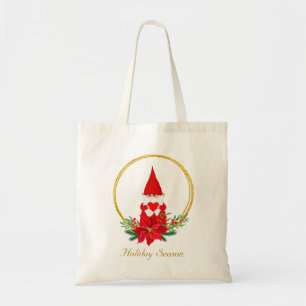 Niedlicher Weihnachtsgnome auf dem Goldenen Kranz Tragetasche