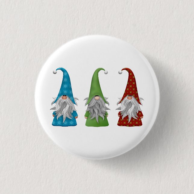 Niedlicher Weihnachtsgnome Button (Vorderseite)