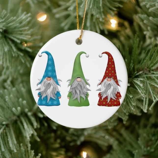 Niedlicher Weihnachtsgnome Keramik Ornament (Baum)
