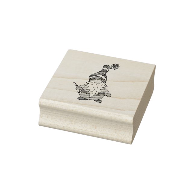 Niedlicher Weihnachtsgnome mit Candy Cane Gummistempel (Stempel)