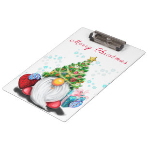Niedlicher Weihnachtsgnome mit Geschenkklammer Klemmbrett