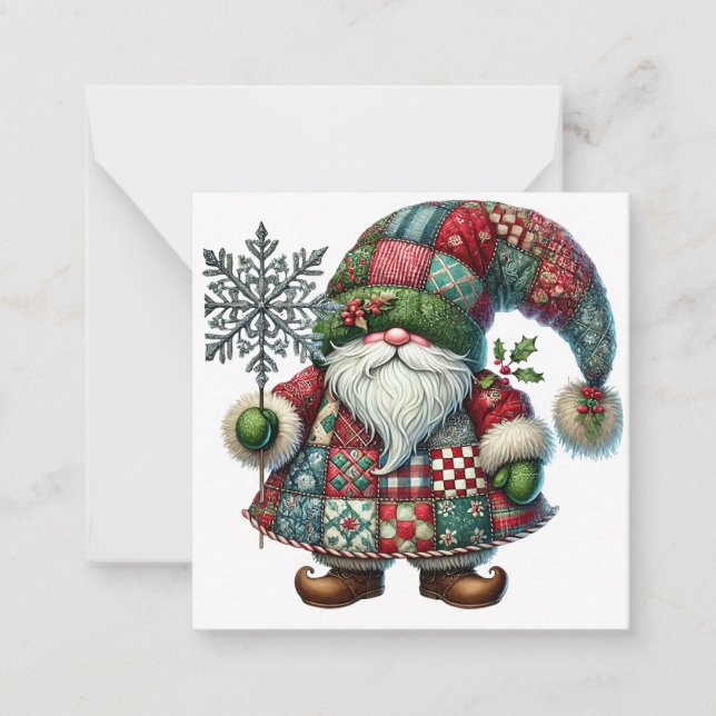 Niedlicher Weihnachtsgnome Mitteilungskarte (Vorderseite)