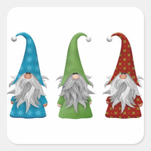 Niedlicher Weihnachtsgnome Quadratischer Aufkleber