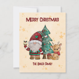 Niedlicher Weihnachtsgnome Reindeer Feiertagskarte