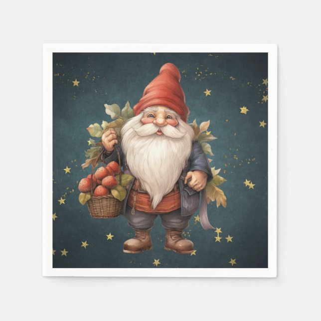 Niedlicher Weihnachtsgnome Serviette (Vorderseite)