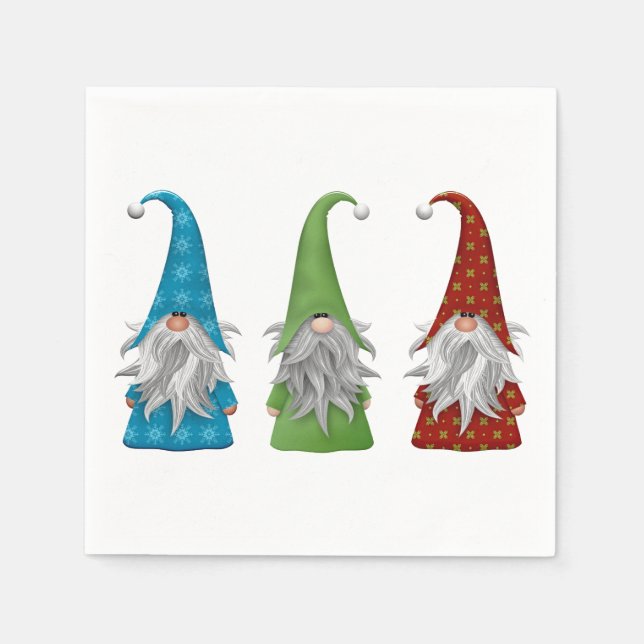 Niedlicher Weihnachtsgnome Serviette (Vorderseite)