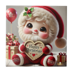 Niedlicher Weihnachtsgruß des Weihnachtsmanns Fliese