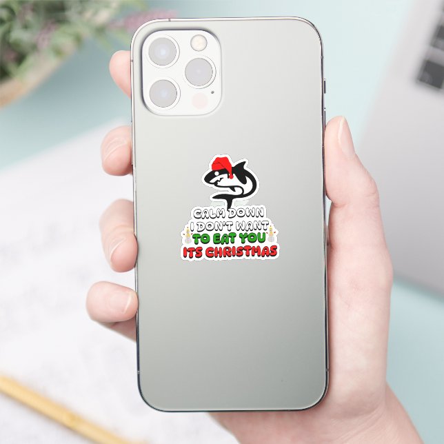 niedlicher Weihnachtshai Aufkleber (Telefon)
