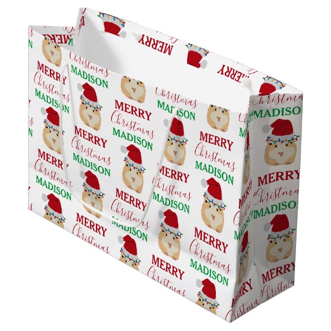 Niedlicher WeihnachtsHamster Funny Animal Individu Große Geschenktüte (Vorderseite Schrägansicht)