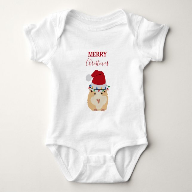 Niedlicher WeihnachtsHamster Funny Animal Weihnach Baby Strampler (Vorderseite)