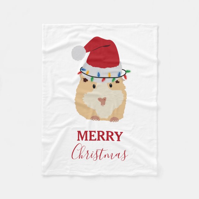 Niedlicher WeihnachtsHamster Funny Animal Weihnach Fleecedecke (Vorderseite)