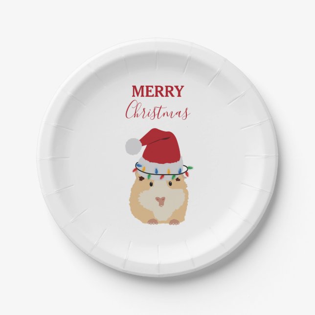 Niedlicher WeihnachtsHamster Funny Animal Weihnach Pappteller (Vorderseite)